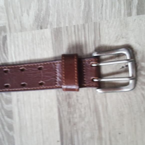 Leather belt, men's size 34 brown with double row of holes - Picture 3 of 6